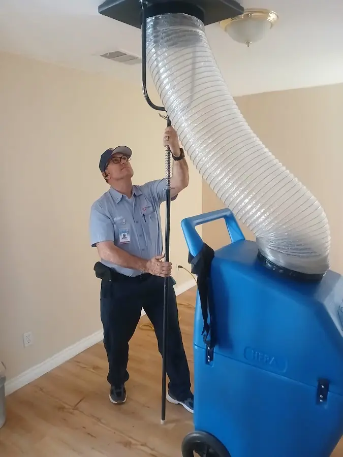 Mini Split Installation technician using HEPA equipment in Wheaton